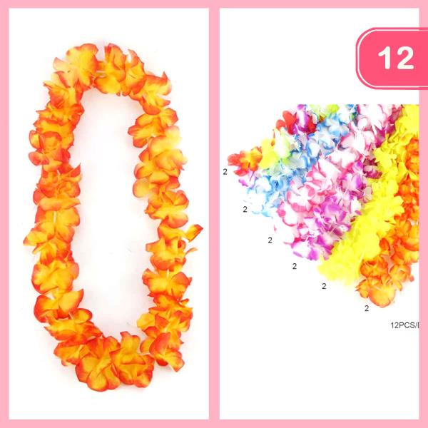 Hawaiian Flower Leis Necklace (12 Units)
