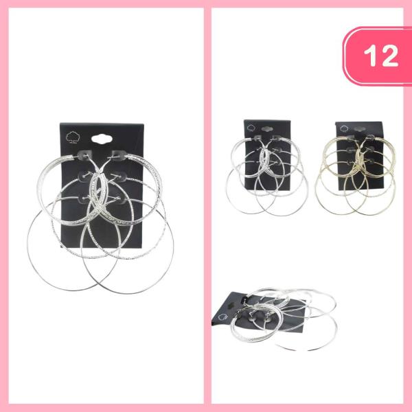 Metal Multi Hoop Earring Set (12 Units)