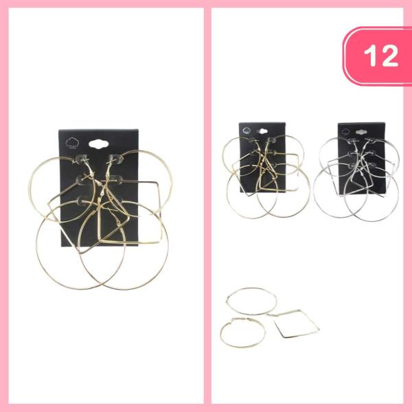 Metal Multi Hoop Earring Set (12 Units)