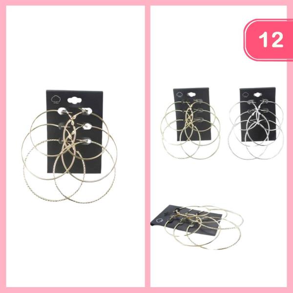 Metal Multi Hoop Earring Set (12 Units)