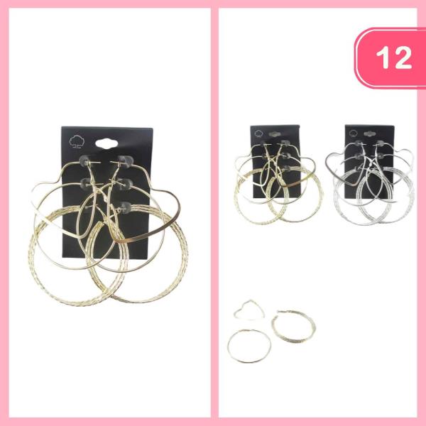 Metal Multi Hoop Earring Set (12 Units)