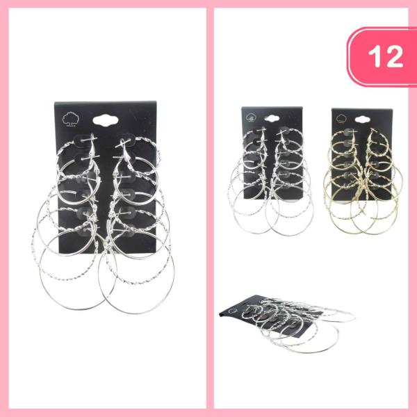 Metal Multi Hoop Earring Set (12 Units)