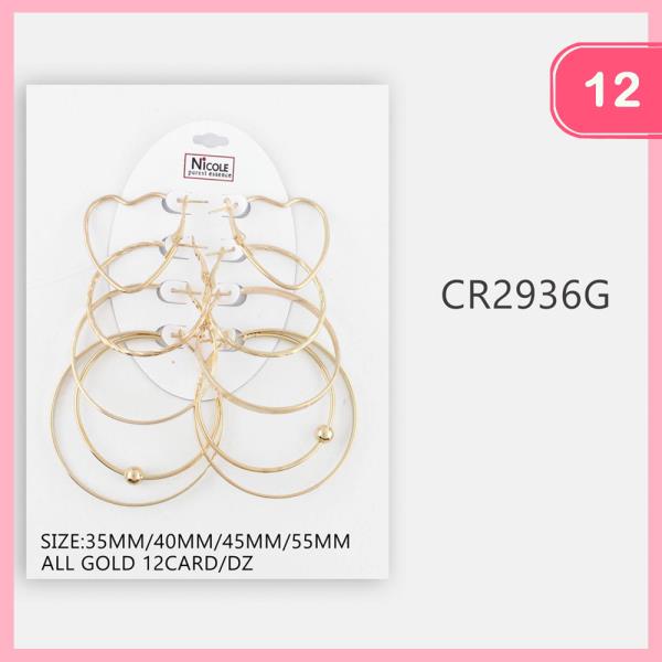 Metal Multi Hoop Earring (12 Units)