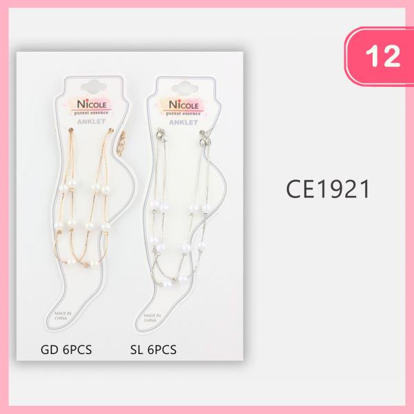 Pearl Bead Chain Anklet (12 Units)