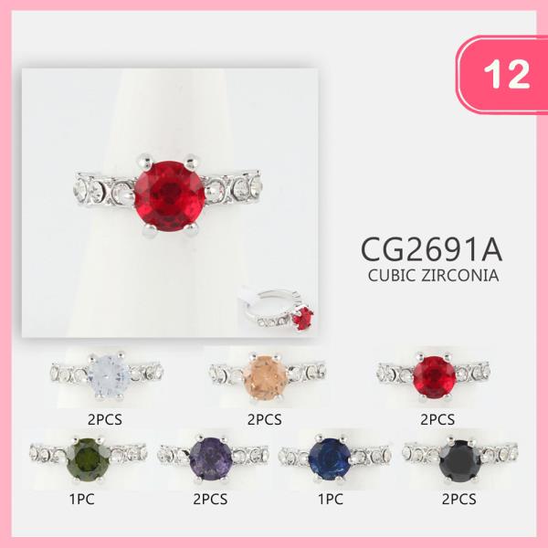 CZ Cubic Zirconia Rhinestone Ring (12 Units)