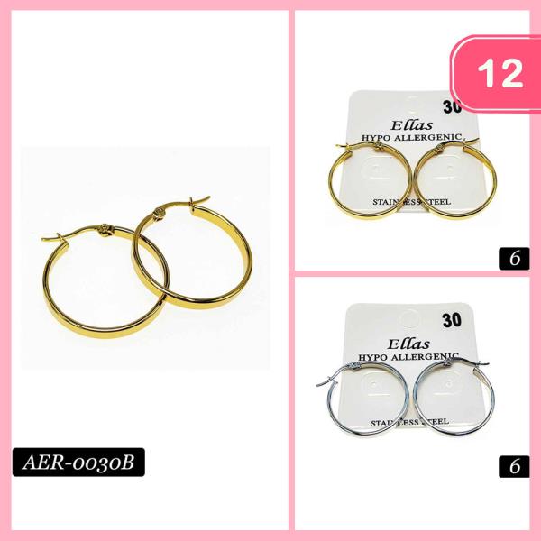 Stainless Steel Hoop Earring (12 Units)