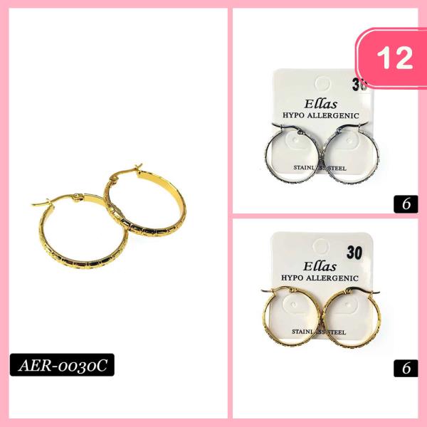 Stainless Steel Hoop Earring (12 Units)