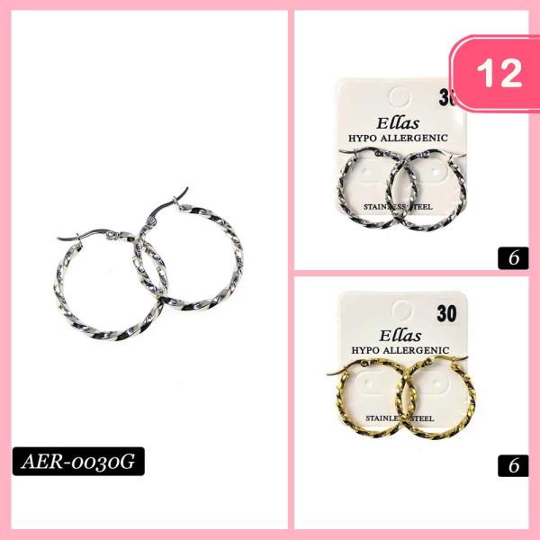 Stainless Steel Hoop Earring (12 Units)