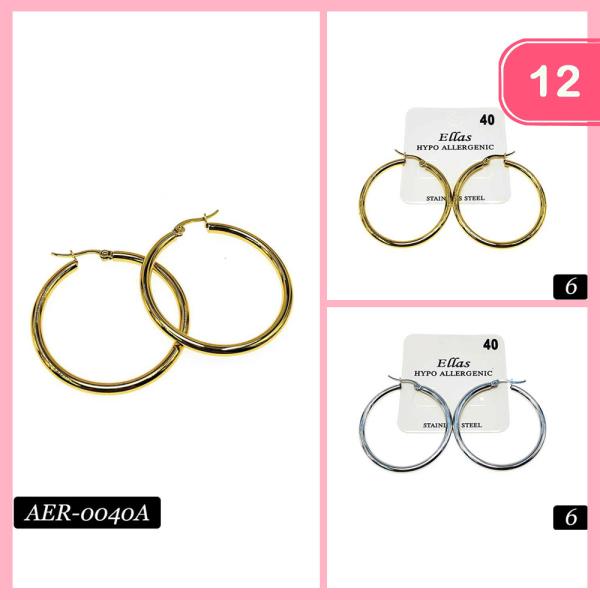 Stainless Steel Hoop Earring (12 Units)