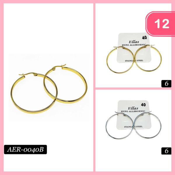 Stainless Steel Hoop Earring (12 Units)