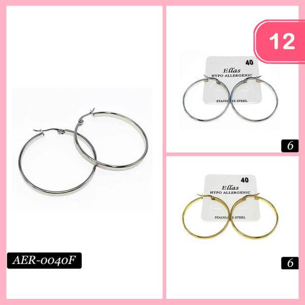 Stainless Steel Hoop Earring (12 Units)