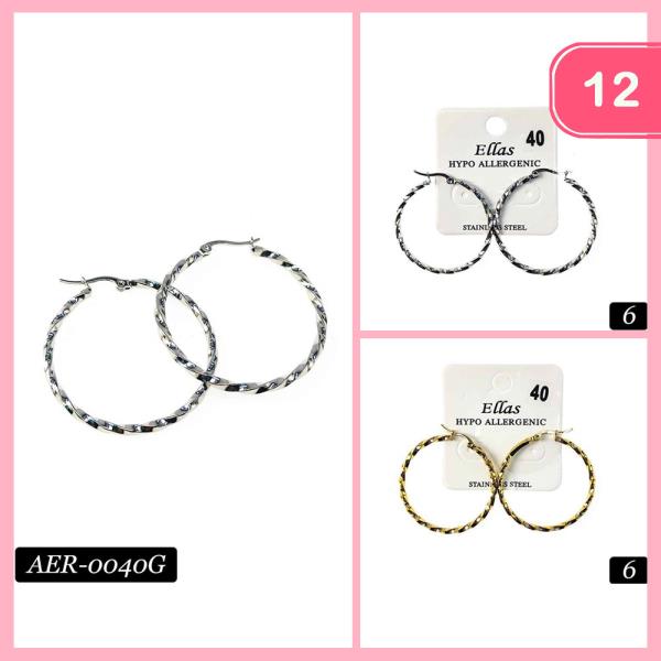 Stainless Steel Hoop Earring (12 Units)