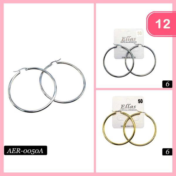 Stainless Steel Hoop Earring (12 Units)