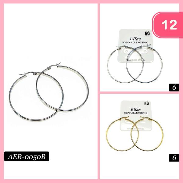 Stainless Steel Hoop Earring (12 Units)