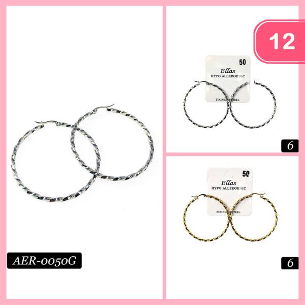 Stainless Steel Hoop Earring (12 Units)