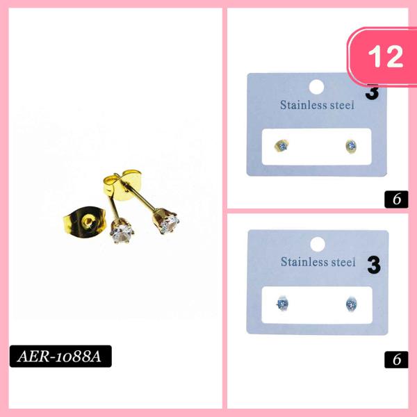 Stainless Steel CZ Zirconia Earring (12 Units)