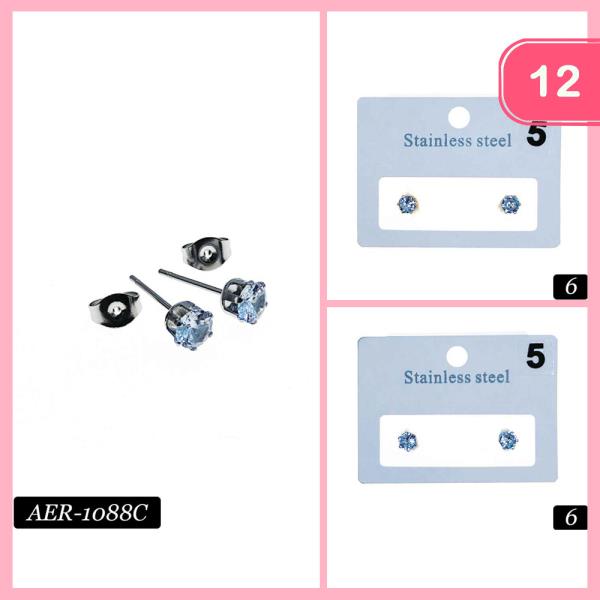 Stainless Steel CZ Stud Earring (12 Units)