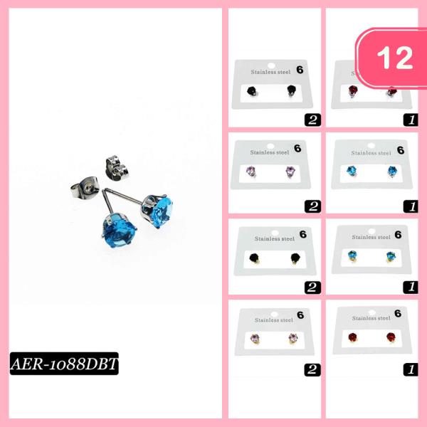 Stainless Steel CZ Stud Earring (12 Units)
