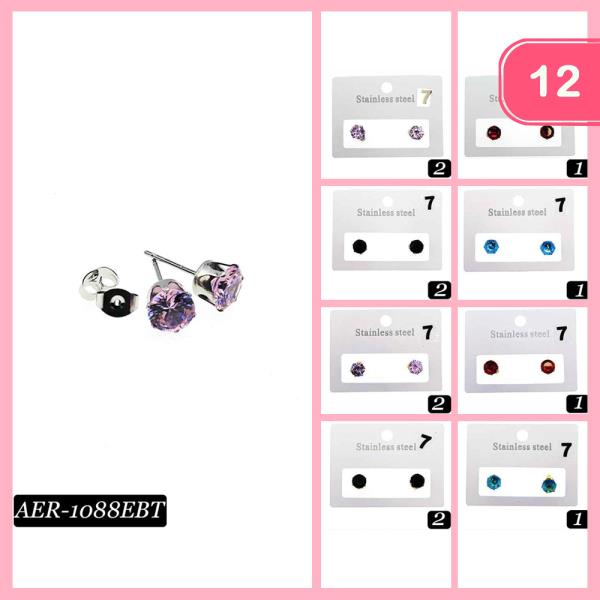 Stainless Steel CZ Stud Earring (12 Units)