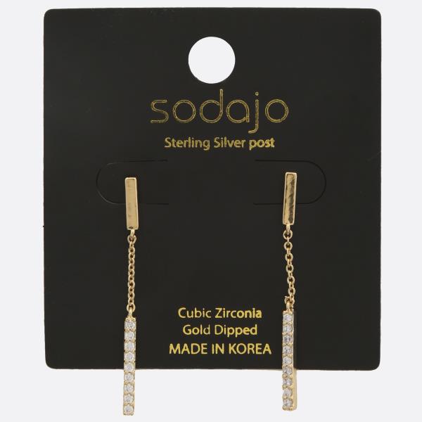 Sodajo CZ Gold Dipped Sterling Silver Post Earring