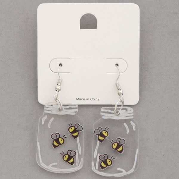 Bumble Bee Jar Dangle Earring