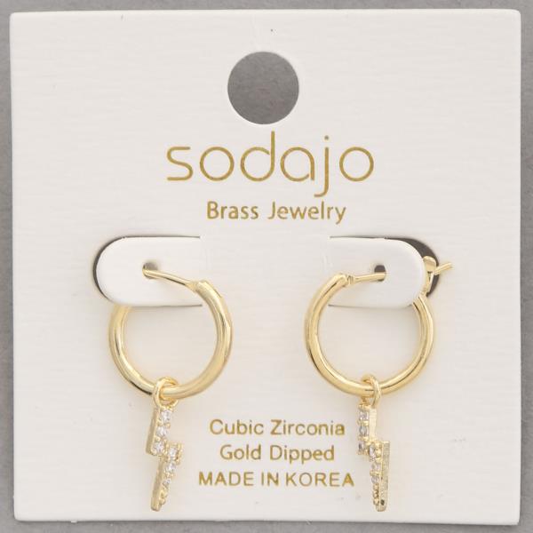 SODAJO Lightning CZ Gold Dipped Huggie Earring