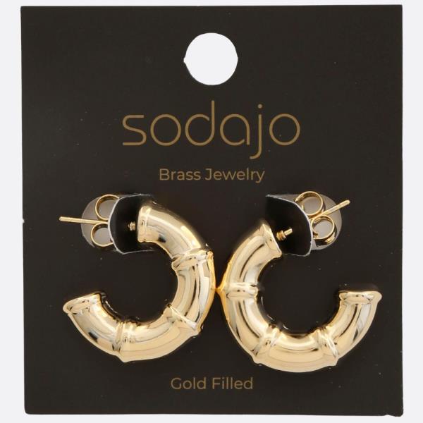 SODAJO Hammered Metal Open Hoop Earring Gold Filled
