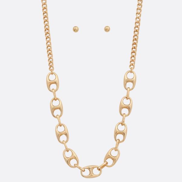 Metal Link Two Tone Chain Necklace