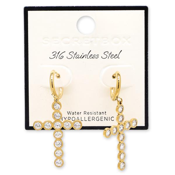 SECRET BOX Cross Stainless Steel Earring