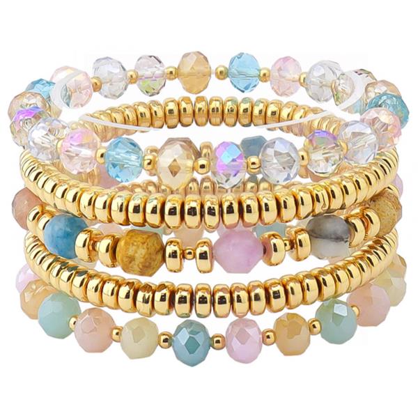 Multi Layer Beaded Stretch Bracelet Set
