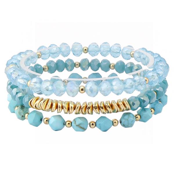 Multi Layer Beaded Stretch Bracelet Set