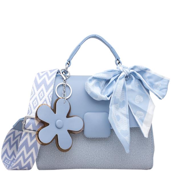 Flower Charm Handle Scarf Flap Bag Guitar Strap