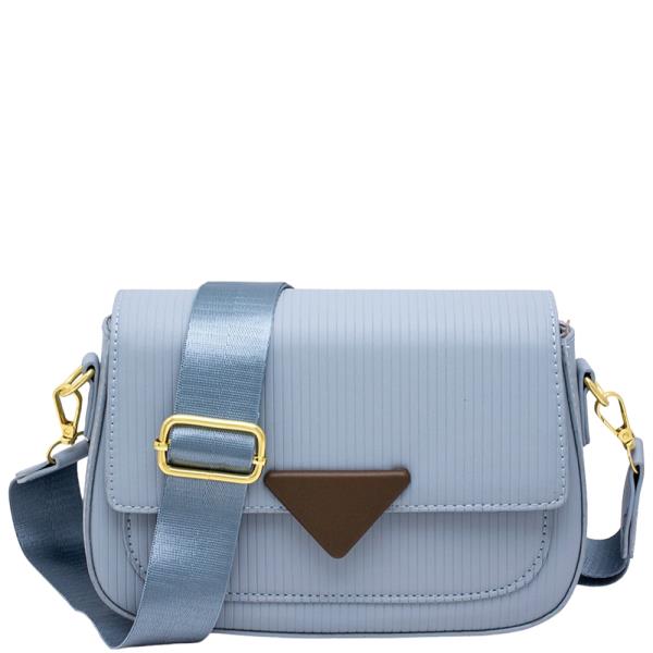 SMOOTH STRIPE DESIGN FLAP CROSSBODY BAG