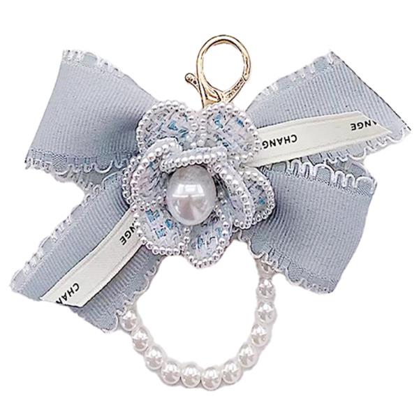 RIBBON PEARL FLOWER BAG CHARM KEYCHAIN