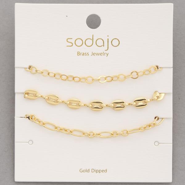 SODAJO Oval Link Gold Dipped Bracelet Set
