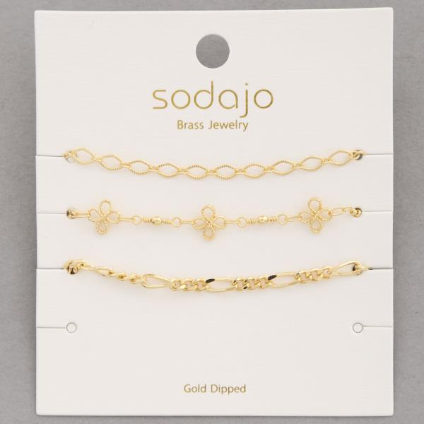 SODAJO Gold Dipped Bracelet Set 3 PC