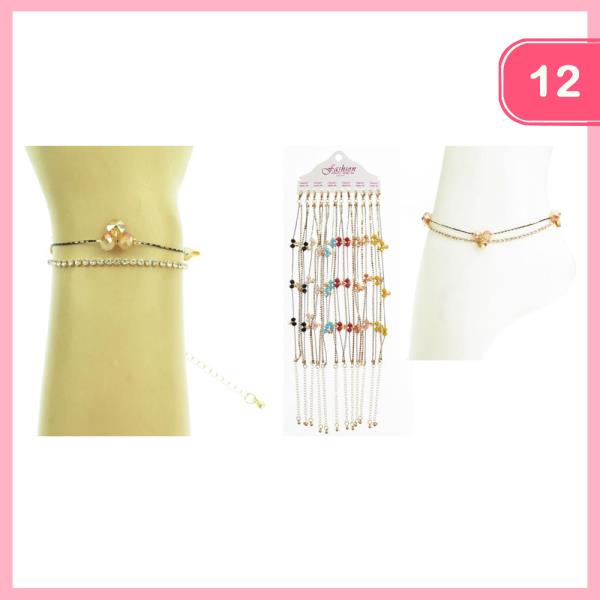 Rhinestone Bead Anklet (12 Units)