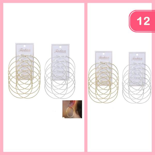 Metal Multi Hoop Earring Set (12 Units)