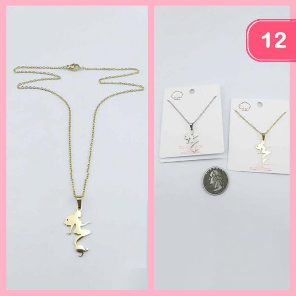 Dragon Shaped Metal Pendant Necklace (12 Units)