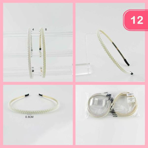 Pearl Embellished Ruched Headbands (12 Units)