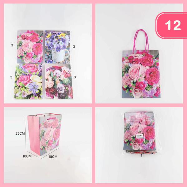 Flower Cup Print Rope Handle Gift Bag (12 Units)