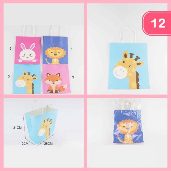 Animal Print Twist Paper Handle Bag (12 Units)