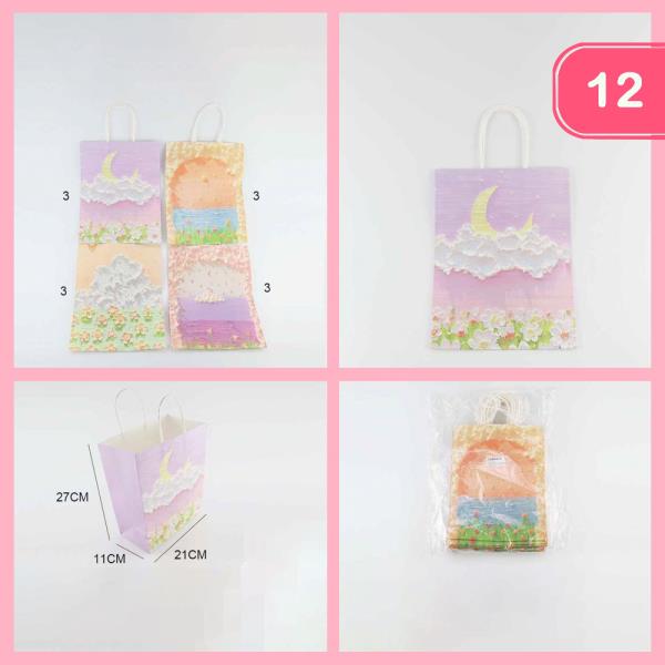 M Sky Floral Cloud Twist Paper Bag (12 Units)