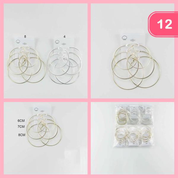 Metal Hoop Earrings Set (12 Units)