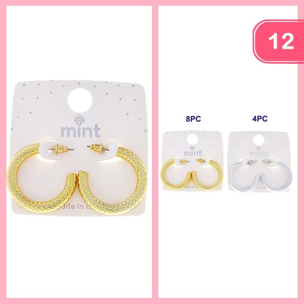 Chunky Textured Hoop Earring (12 Units)