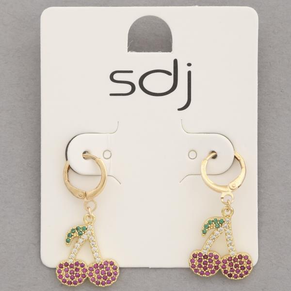 SDJ Rhinestone Cherry Huggie Earring