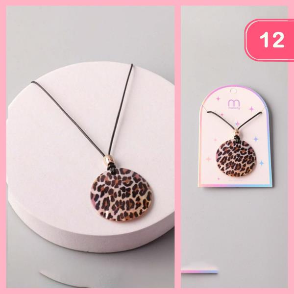 Cheetah Shell Plate String Necklace (12 Units)