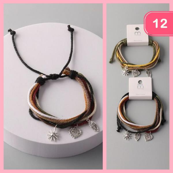 Sun Heart Ropes Adjustable Bracelet (12 Units)
