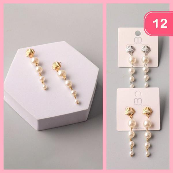 Graduated Pearl Drop Shell Earring (12 Units)