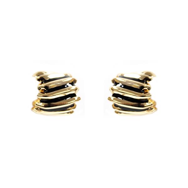 Two Tone Ruffle Metal Earring